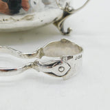 Art Nouveau Planished Sterling Silver Sugar Bowl & Tongs Antique 1906 Birmingham