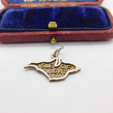 Sterling Silver 'Isle Of Wight' Map Outline Charm Pendant Vintage c1970