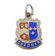 Sterling Silver Enamel Cheddar Shield Charm Pendant Vintage c1970