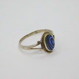 Sterling Silver Oval Abalone Shell Dress Ring Vintage c1970 Size N 1/2