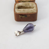 Sterling Silver Amethyst Drop Charm Pendant Vintage c1970