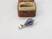 Sterling Silver Amethyst Drop Charm Pendant Vintage c1970