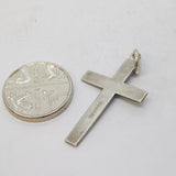 Sterling Silver Lined Pattern Cross Charm Pendant Vintage c1970