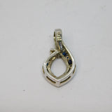Sterling Silver 15 Sapphire Set Modernist Curved Open Leaf Pendant Vintage c1970