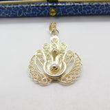 Sterling Silver Filigree Hand Form Charm Pendant Vintage c1970