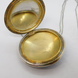 20th Century .935 Silver Blue Guilloche Enamel Compact Pendant Necklace Antique
