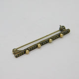 Continental .935 Silver Pearl & Marcasite Art Deco Bar Brooch Pin Antique c1930