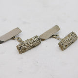 Sterling Silver Bark Pattern Pair of Gents Cufflinks Vintage 1977 London