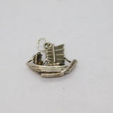 Sterling Silver Viking Ship Charm Pendant Vintage c1970s