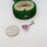 Sterling Silver Pink Topaz Drop Charm Pendant Vintage c1970