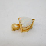 14ct Yellow Gold Heart-Cut Opal Sweetheart Pendant Vintage c1970s