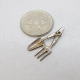 Sterling Silver Trowel & Fork Charm Pendant Vintage c1970s