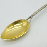 Edwardian Gold on Sterling Silver Enamel Newquay Souvenir Spoon Antique 1905