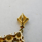 9ct Yellow Gold, Citrine & Garnet Set Floral Drop Pendant Vintage Birmingham
