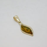 Sterling Silver Baltic Amber Curvy Ellipse Contemporary Pendant Modern c1990s