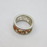 Sterling Silver Two Tone CZ Set Swirly Pattern Dress Ring Vintage c2000 Size K