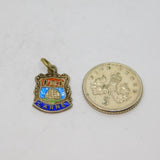 Sterling Silver 'Larne' Enamel Shield Travel Souvenir Charm Vintage c1970s