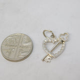 Sterling Silver Key to my Heart Charm Pendant Vintage c1970