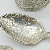 Victorian Sterling Silver Nursery Rhyme Christening Set Antique Birmingham