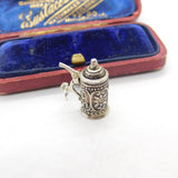Sterling Silver Lidded Floral Stein Tankard Charm Pendant Vintage c1970