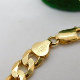 Sterling Silver Gilt Flat Link Curb Chain Bracelet Vintage c1980 19cm Length