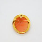 Sterling Silver Gilt Carved Shell Cameo Oval Brooch Or Pendant Vintage c1970's