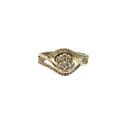 Sterling Silver Multi-Stone CZ "Friendship" Band Ring Modern c1990 Size M 1/2