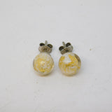Pair of Sterling Silver Murano Glass Set Beaded Stud Earrings Vintage c2000
