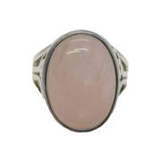 Sterling Silver Cabcohon Rose Quartz Statement Ring Vintage 1975 London