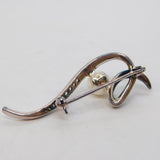 Sterling Silver, Pearl & Spinel Set Modernist Spray Brooch Vintage c1990s