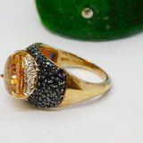 Sterling Silver "TGGC" Multi-Crystal Set Dress Ring Vintage c1970 Size O