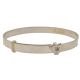 Sterling Silver Paste Set Heart Christening Bangle Bracelet Vintage c2000s