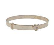Sterling Silver Paste Set Heart Christening Bangle Bracelet Vintage c2000s