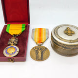 French WW1-Period Soldiers Medal Group & Snuff Box Collection Antique
