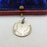 King George III Sterling Silver Sixpence Coin Charm Pendant 1819 Antique
