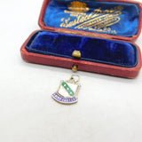 Sterling Silver and Coloured Enamel Travel Shield Chirk Castle Charm c1970