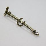 Sterling Silver Marcasite Hunting Whip & Horseshoe Deco Brooch Pin Antique c1920