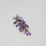 Sterling Silver Amethyst & Seed Pearl Cluster Drop Charm Pendant Vintage c1970