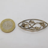 Sterling Silver Floral Pattern Brooch Pin Vintage c1970s