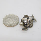 Sterling Silver Fish with Pearl Charm Pendant Vintage c1970s