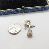Sterling Silver Winged Cupid God of Love Charm Pendant Vintage c1970