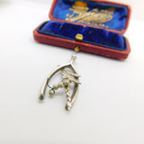 Sterling Silver Wishbone Charm Pendant Vintage c1970
