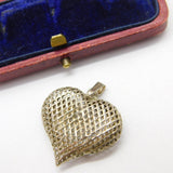 Sterling Silver Heart Cage Charm Pendant Vintage c1970