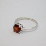 Sterling Silver Round Garnet Solitaire Dress Ring Vintage c1970 Size N 1/2