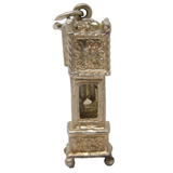 Sterling Silver Opening Grandfather Clock Charm Pendant Vintage c1970