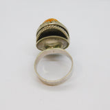 Sterling Silver Baltic Butterscotch Amber Statement Ring Vintage c1970 Size N
