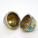 Chinese Export Sterling Silver & Enamel Egg Form Trinket Pendant Vintage