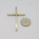 Sterling Silver Large Plain Cross Charm Pendant Vintage c1970