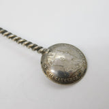 Australian Edward VII Sterling Silver Coin Mustard Spoon Antique 1910