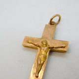 Edwardian 9ct Rose Gold Corpus Christi Cross Pendant Antique c1910s